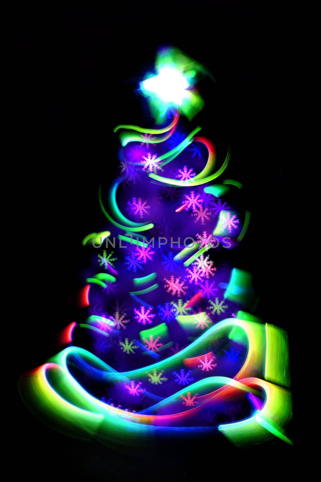 xmas tree from the christmas lights in the night