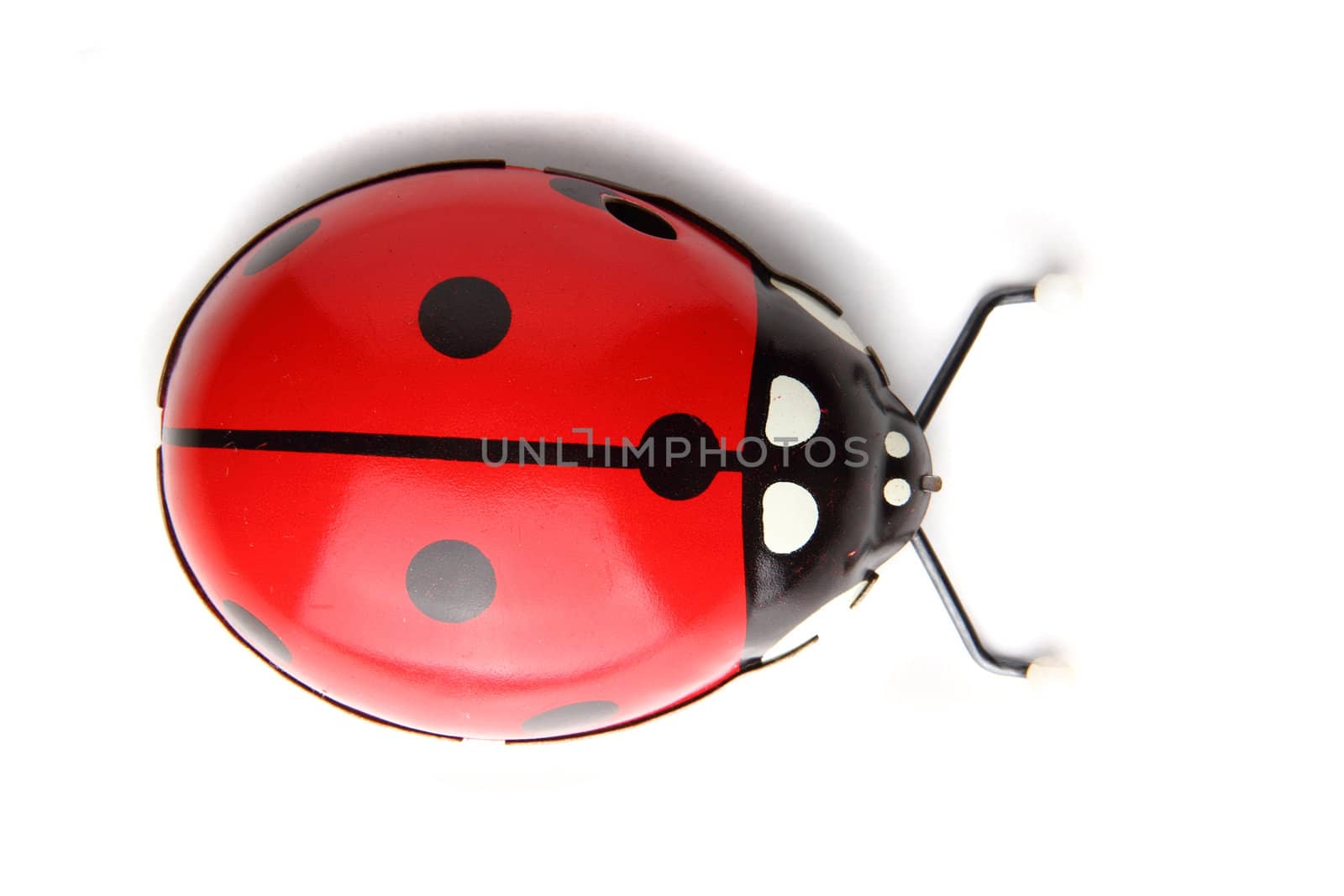 old red ladybird toy isolated on the white background