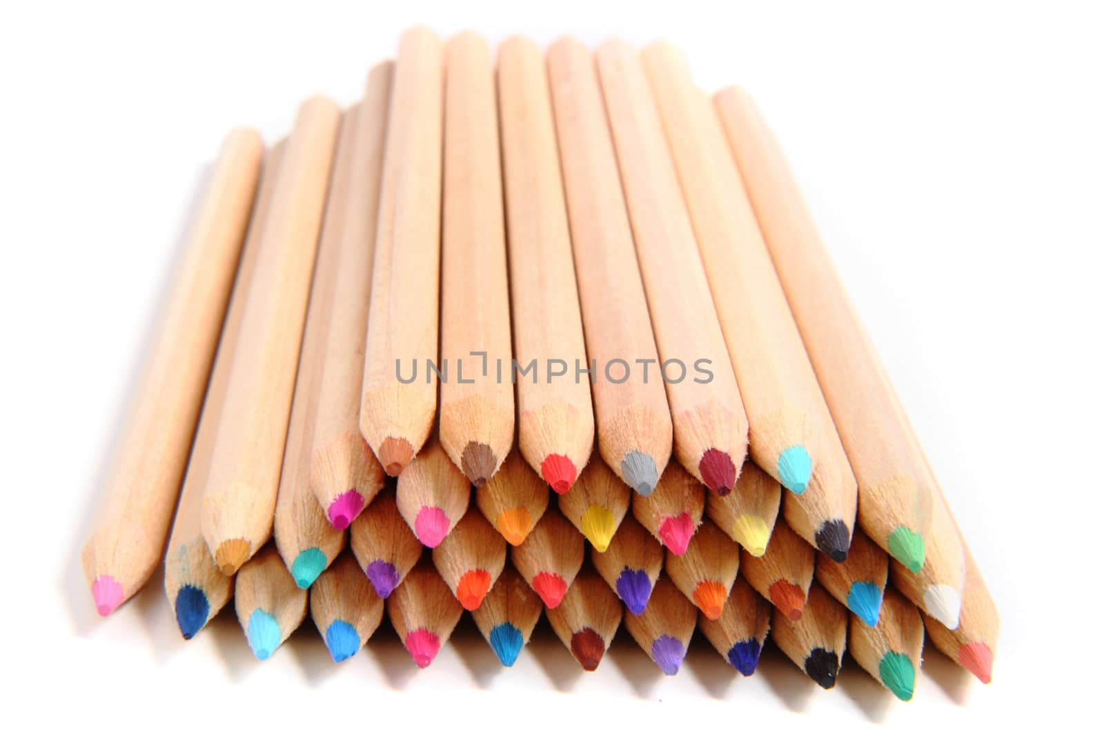 color crayons isolated on the white background