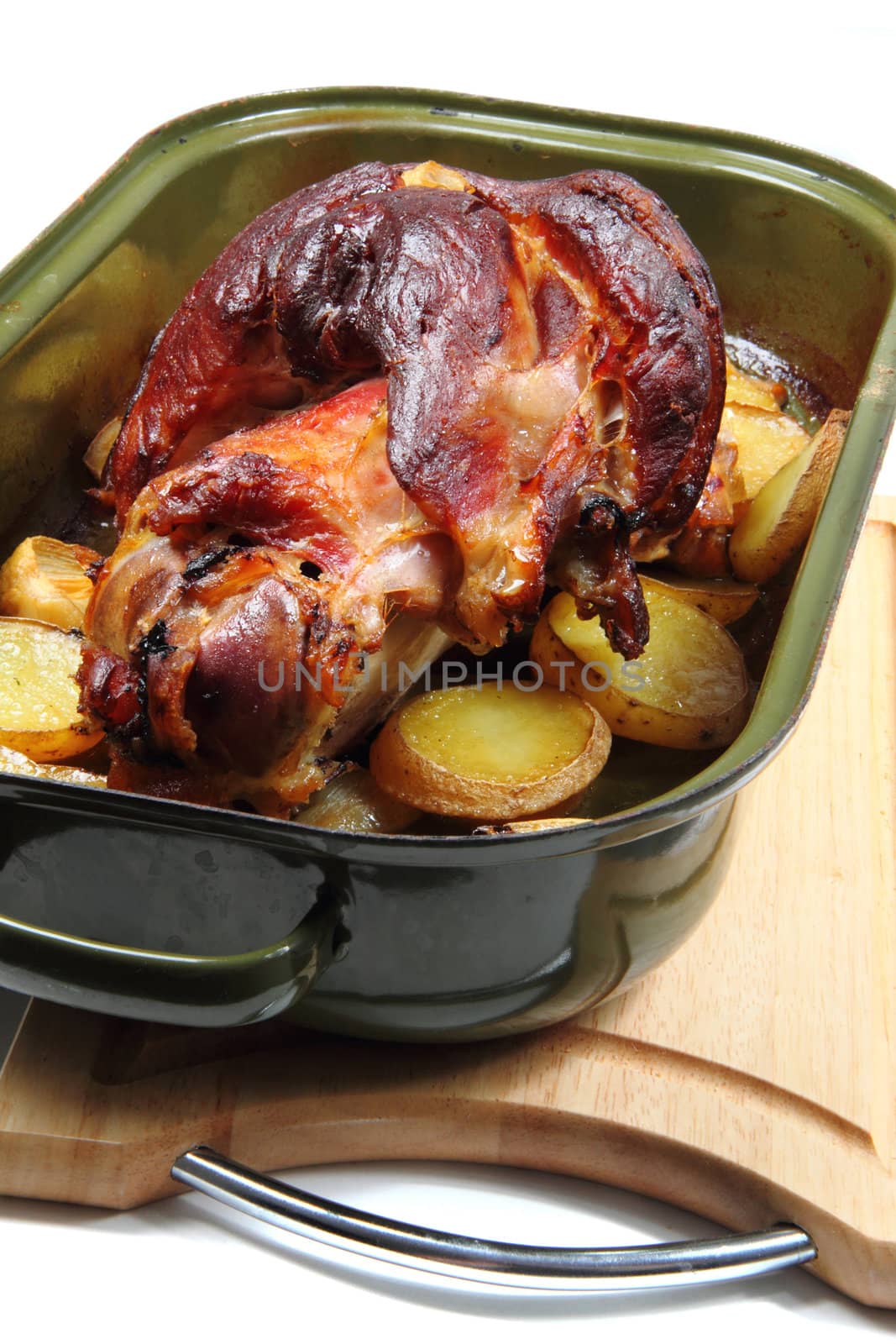 roasted pork knuckle isolated on the white background