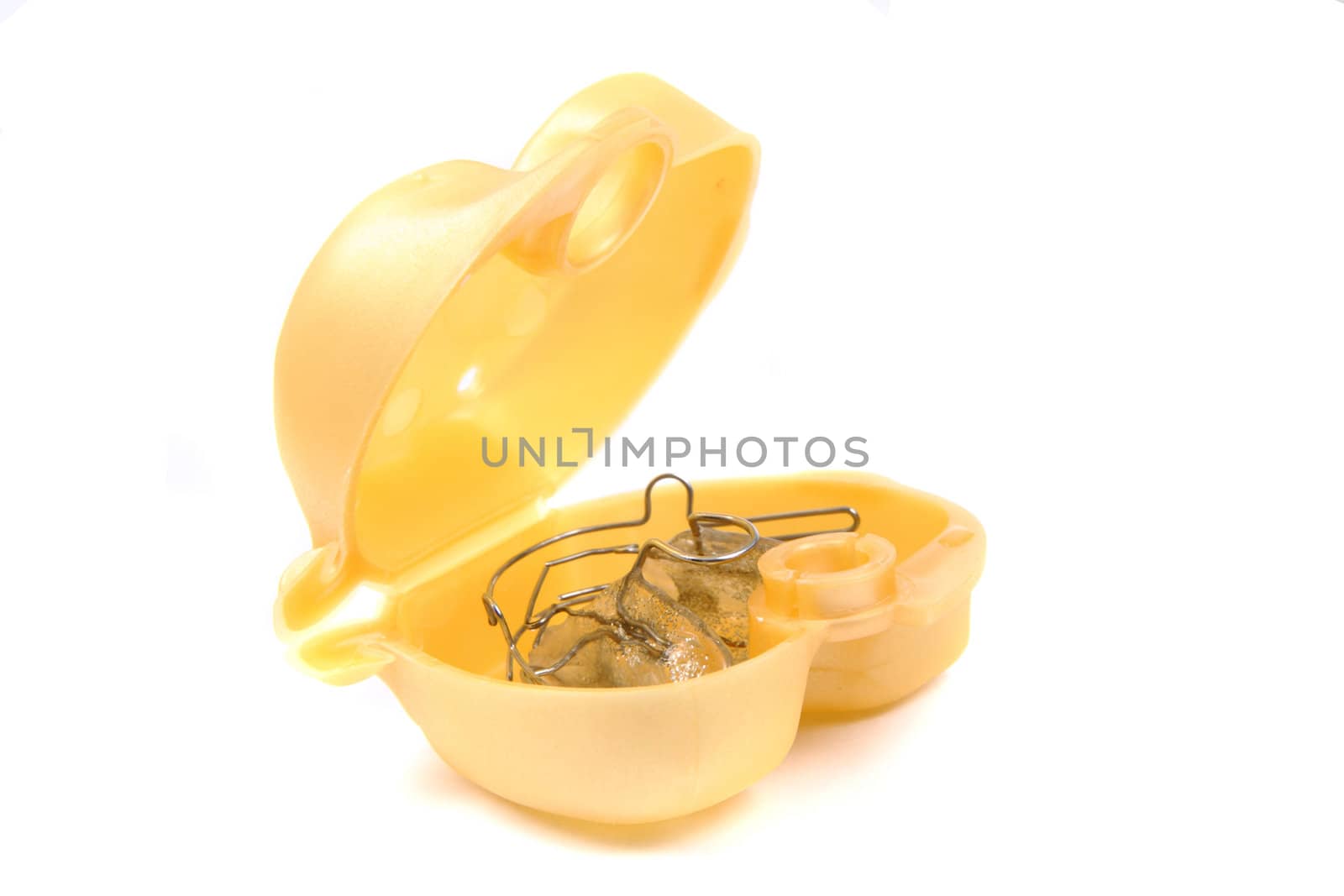 braces in yellow box isolated on the white background