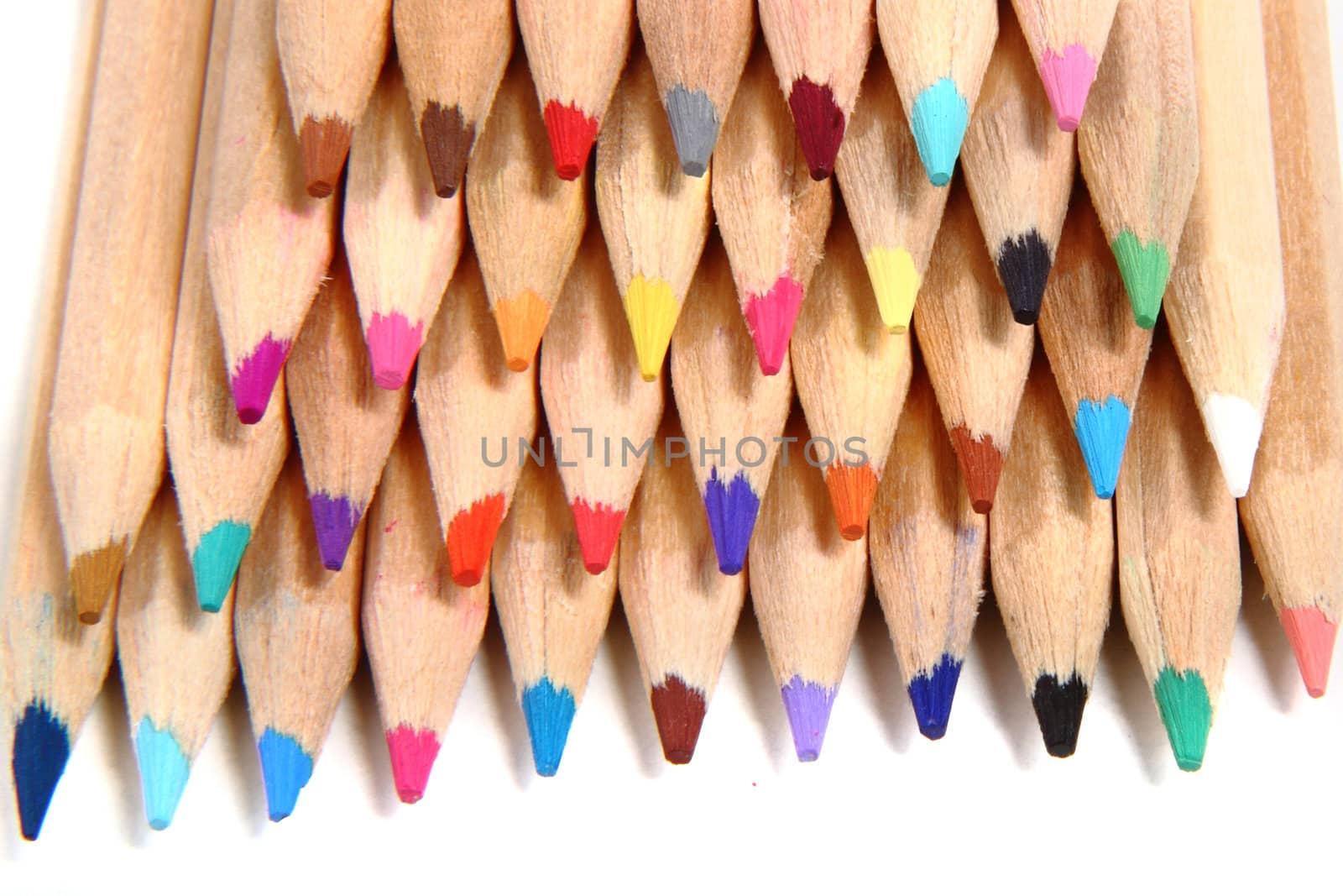color crayons isolated on the white background