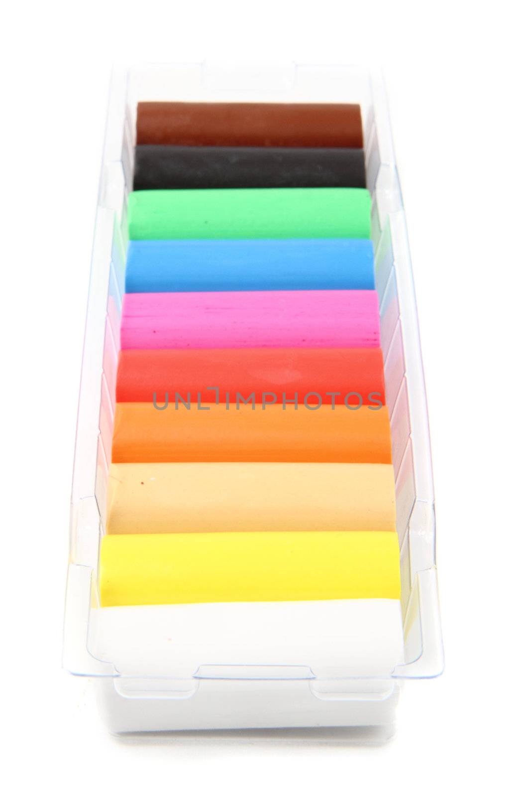 color plasticine isolated on the white background