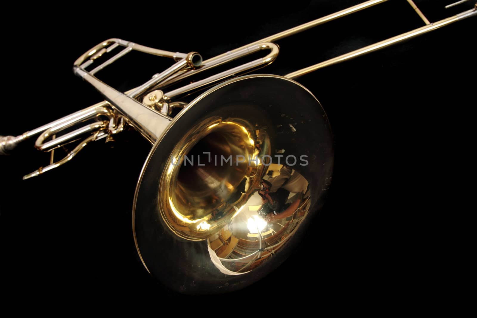 golden trumpet isolated on the black backround