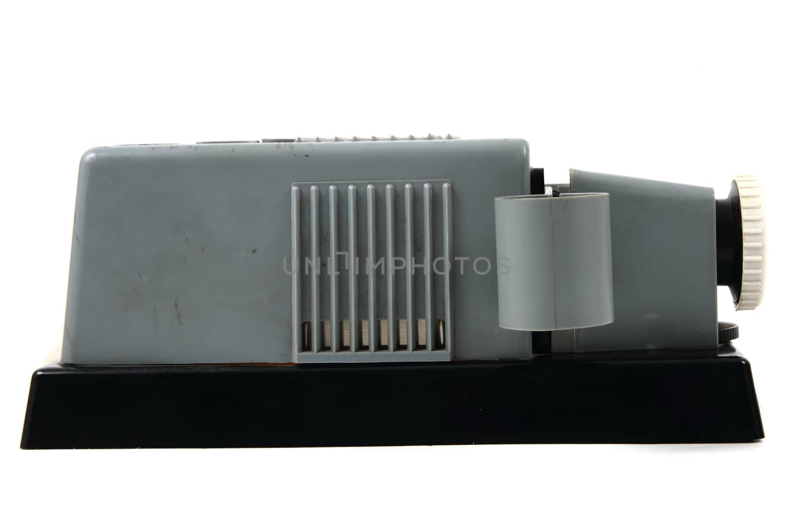 old projector (diascope from 1950) isolated on the white background