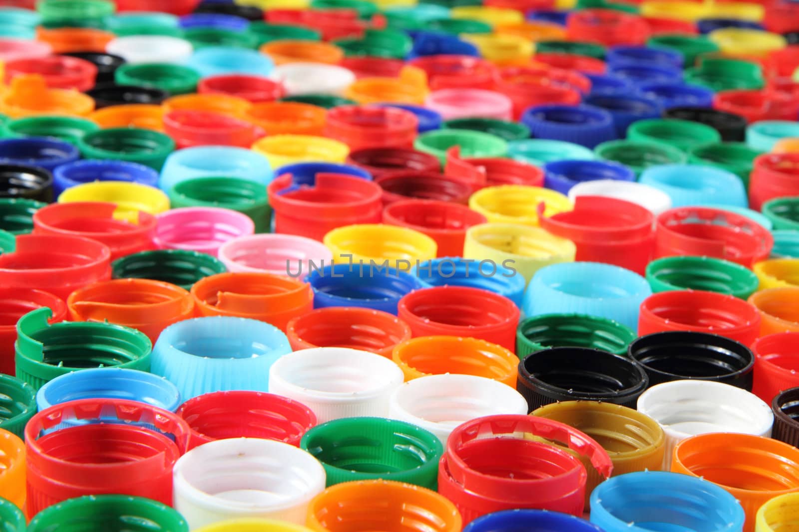 color plastic caps as nice recycle background