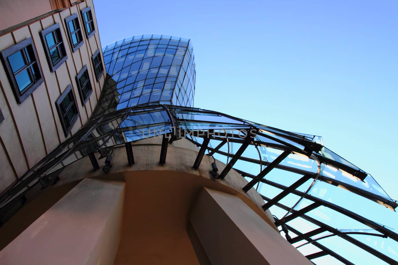 dancing house in the Prague - old modern architecture