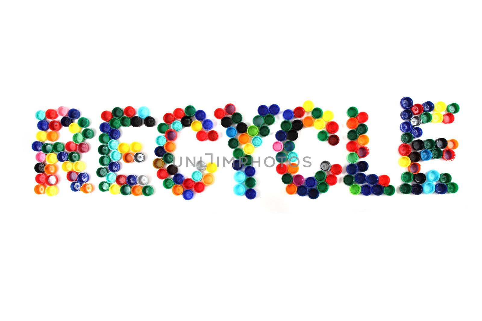 word recycle from color plastic caps by jonnysek