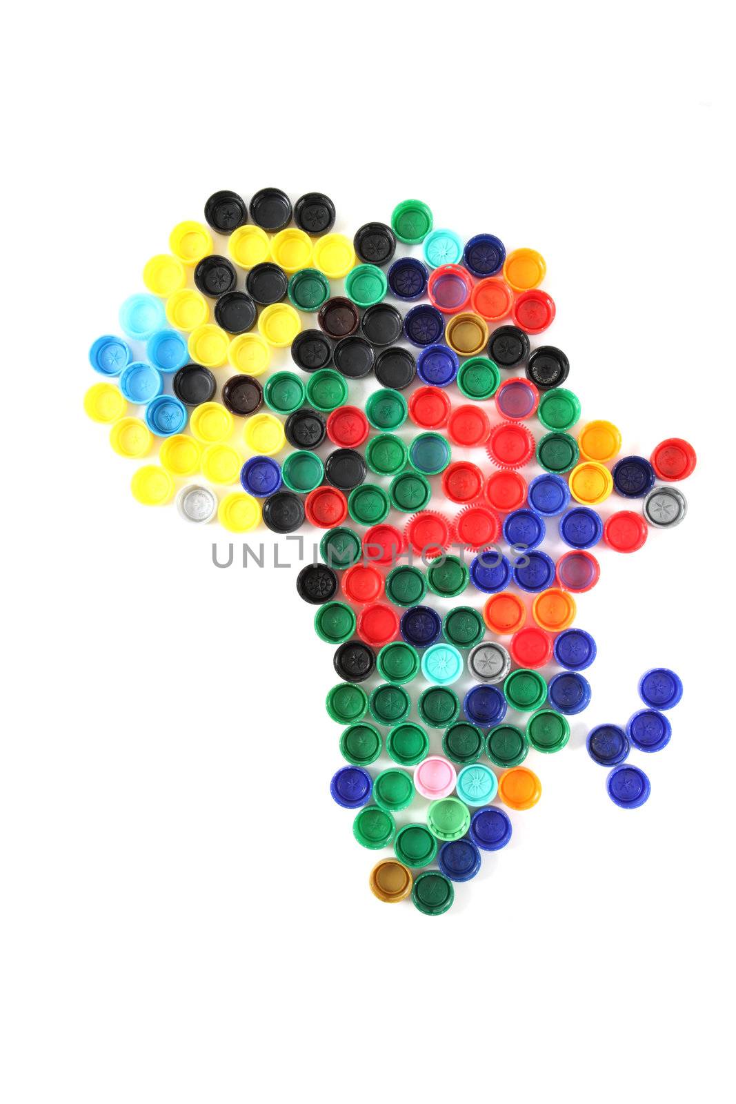 africa from the color caps isolated on the white background