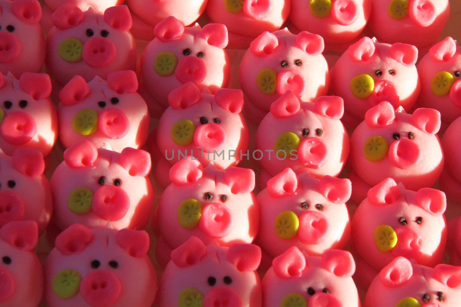 pink pigs as very sweet czech marzipan deserts 