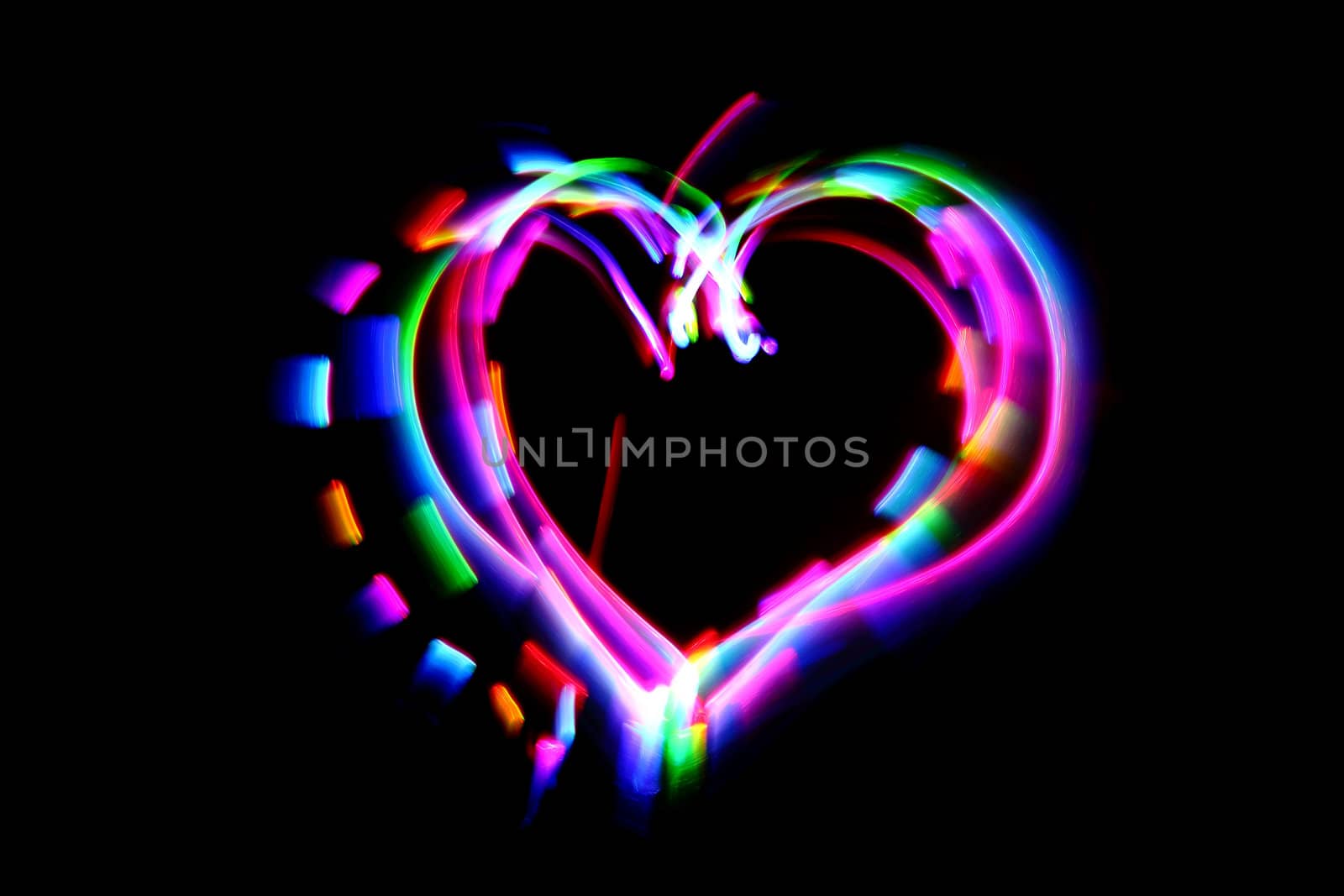 heart from the color lights in the dark night