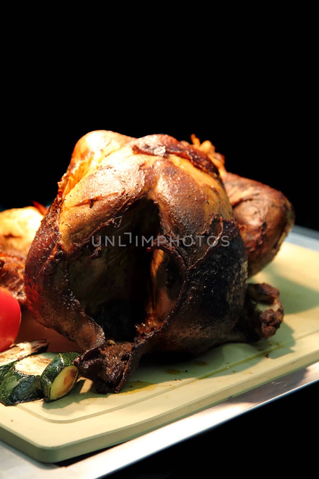 roasted turkey as nice and fresh food background 