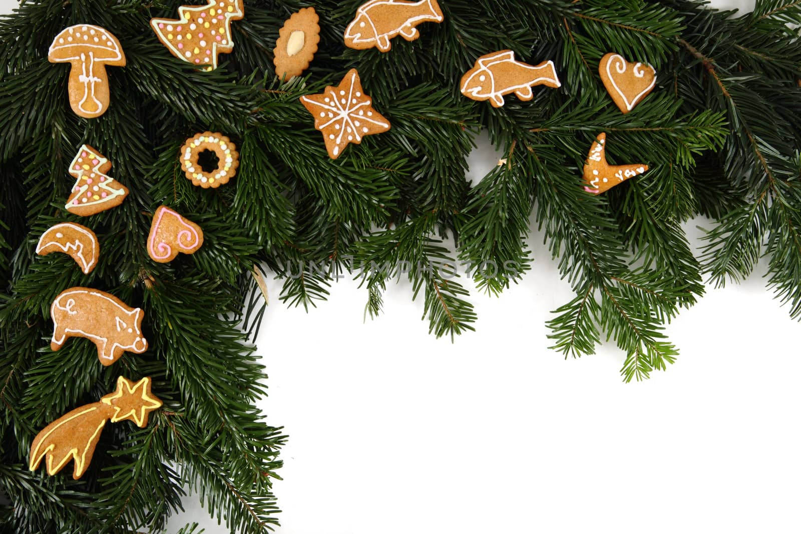 ginger bread as nice christmas background isolated on the white 