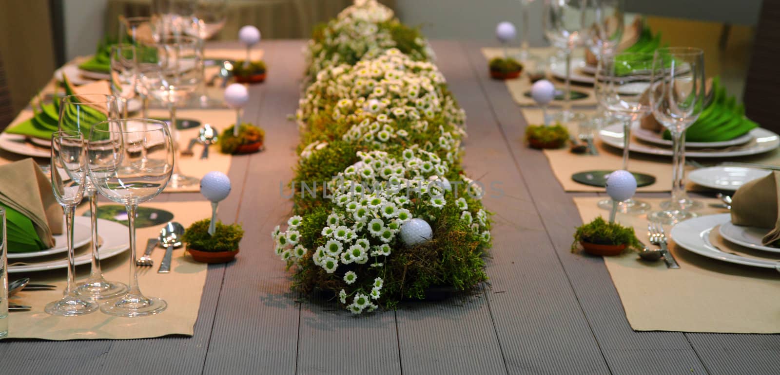 very nice wedding golf table as sport or food background