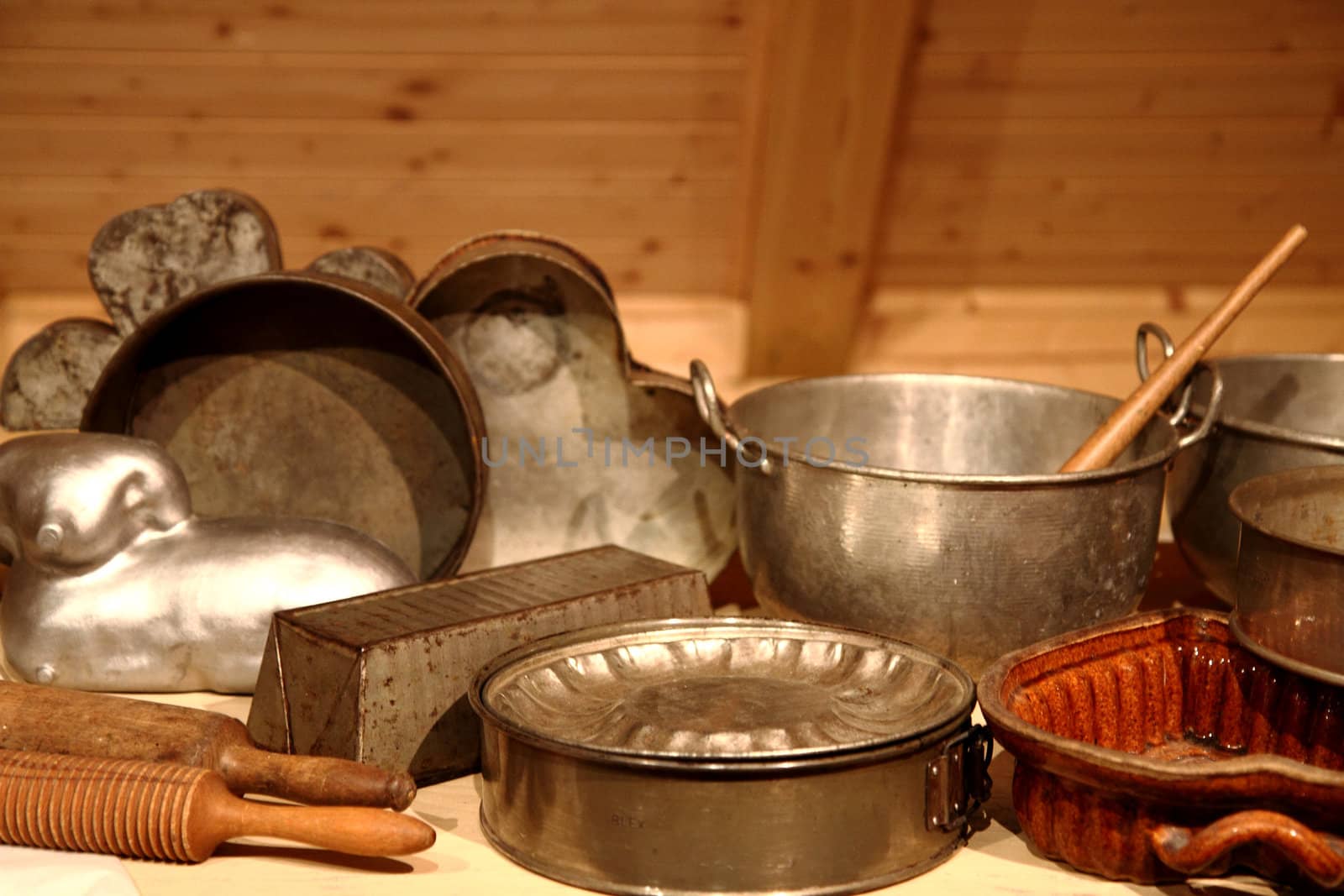 very old kitchen supplies as nice background