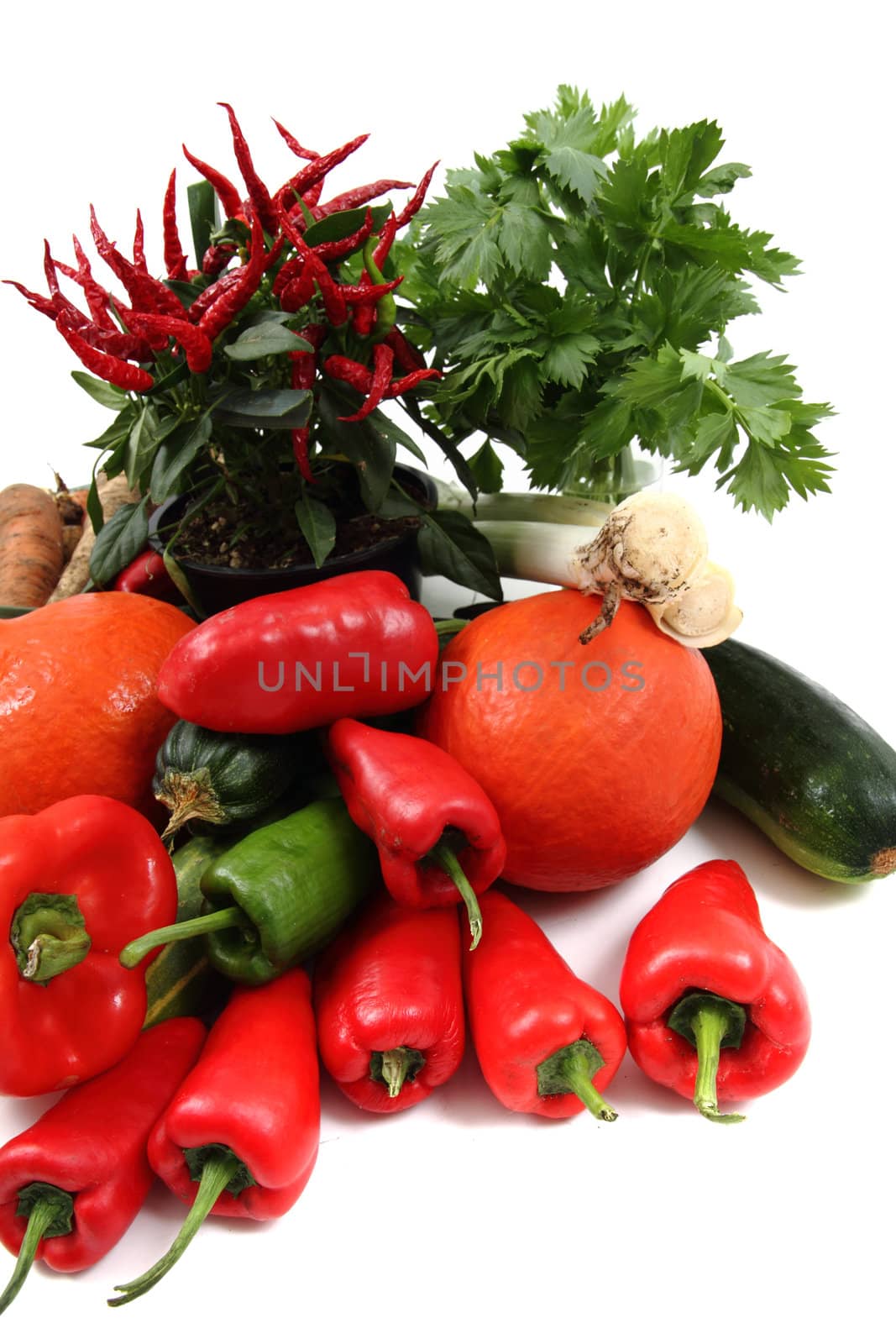 fresh vegetable background isolated on the white 