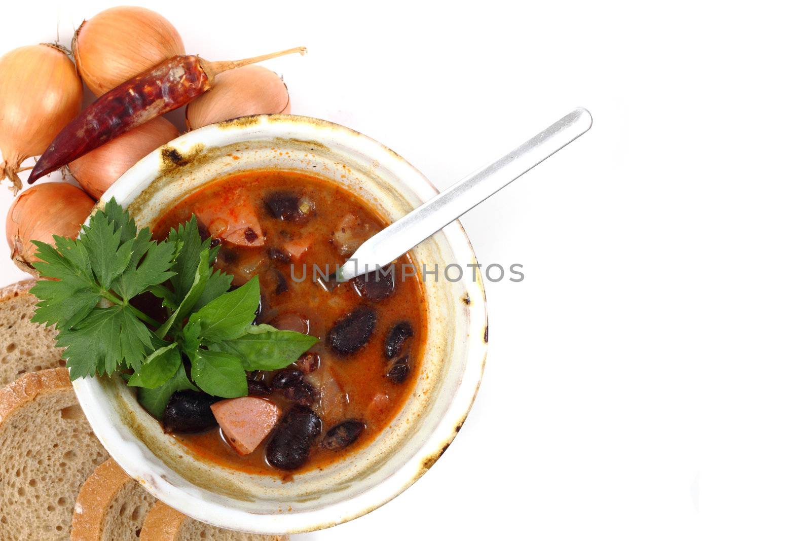 chili con carne isolated on the white background