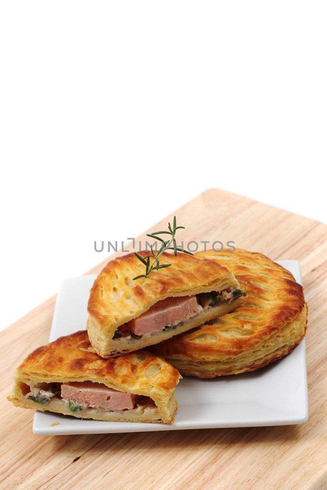 czech salmon bread isolated on white background