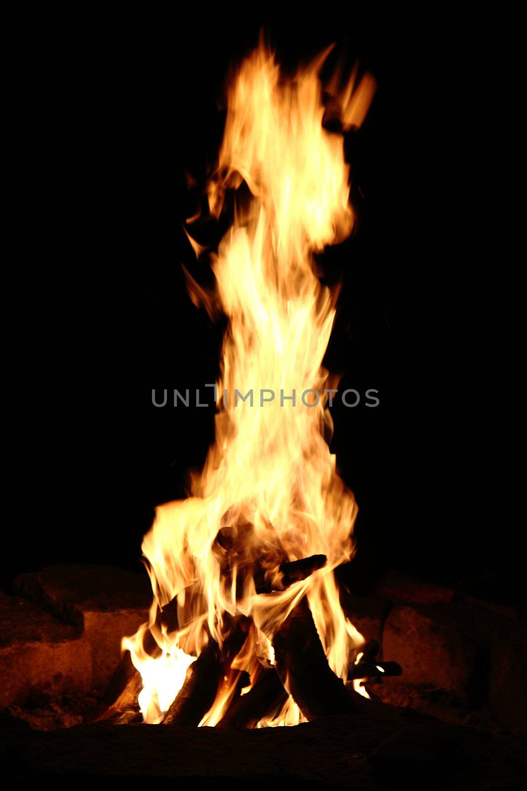 fire flames isolated on the black backgroud