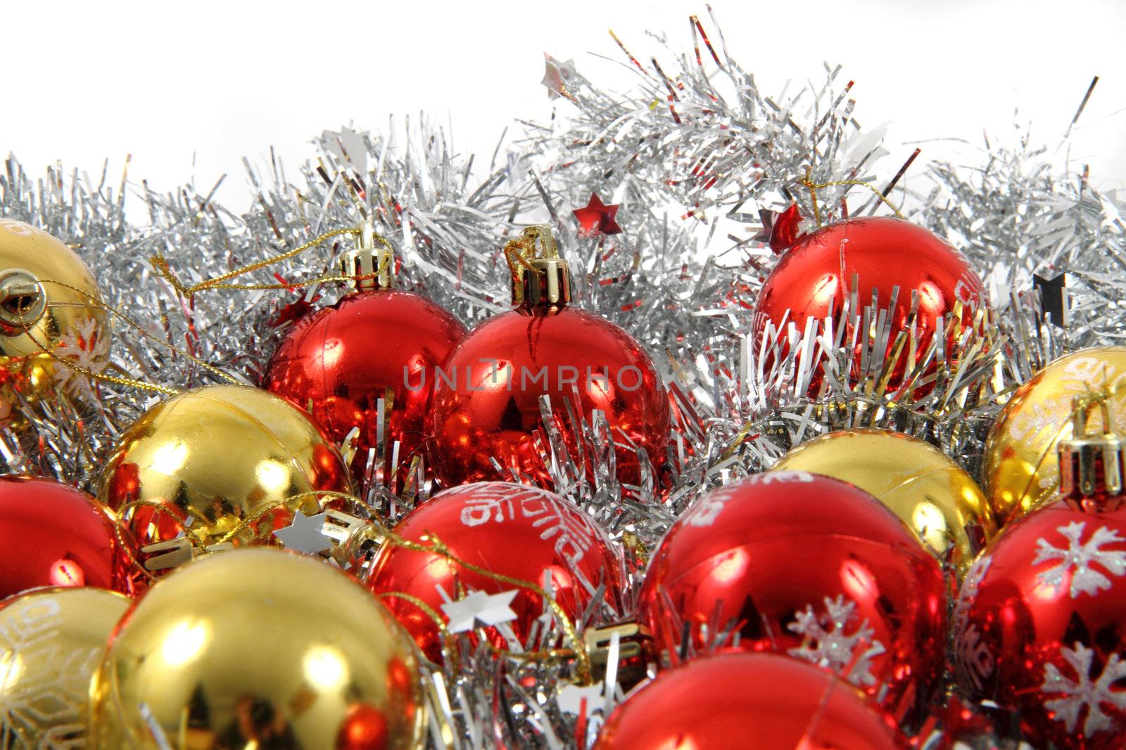 christmas balls as nice xmas decoration isolated on the white background