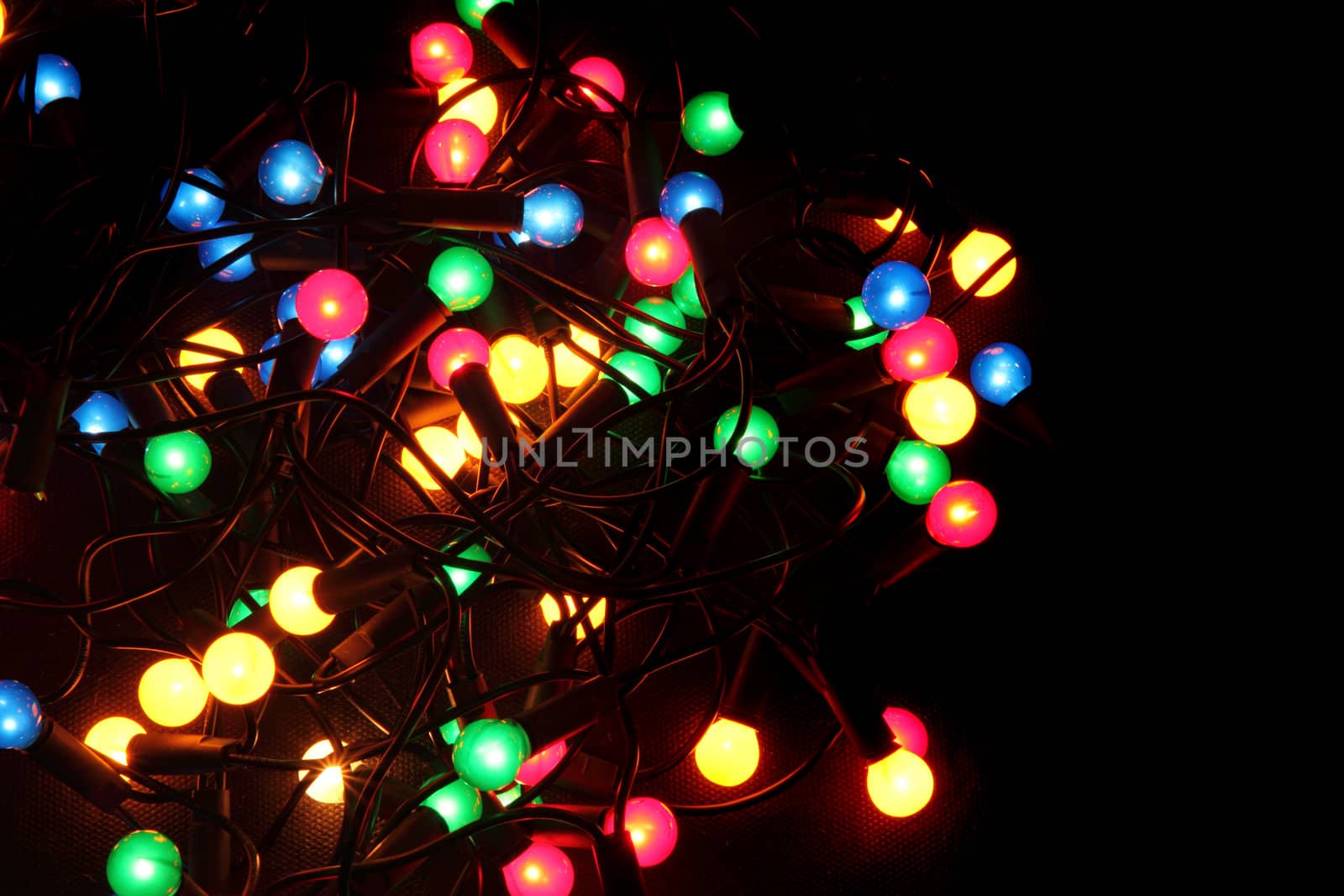 abstract color christmas lights on the black background