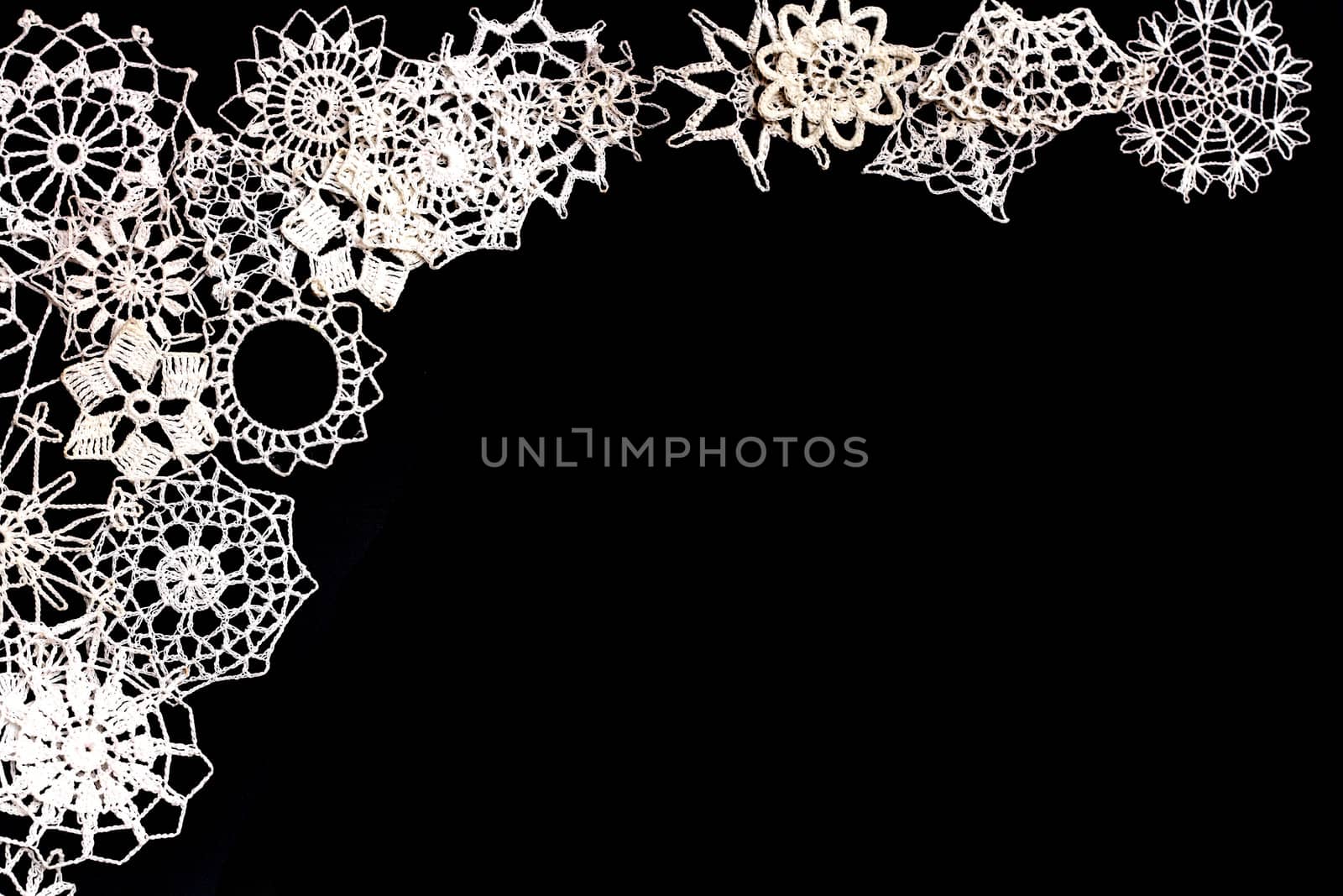 christmas snowflakes decoration on the black background