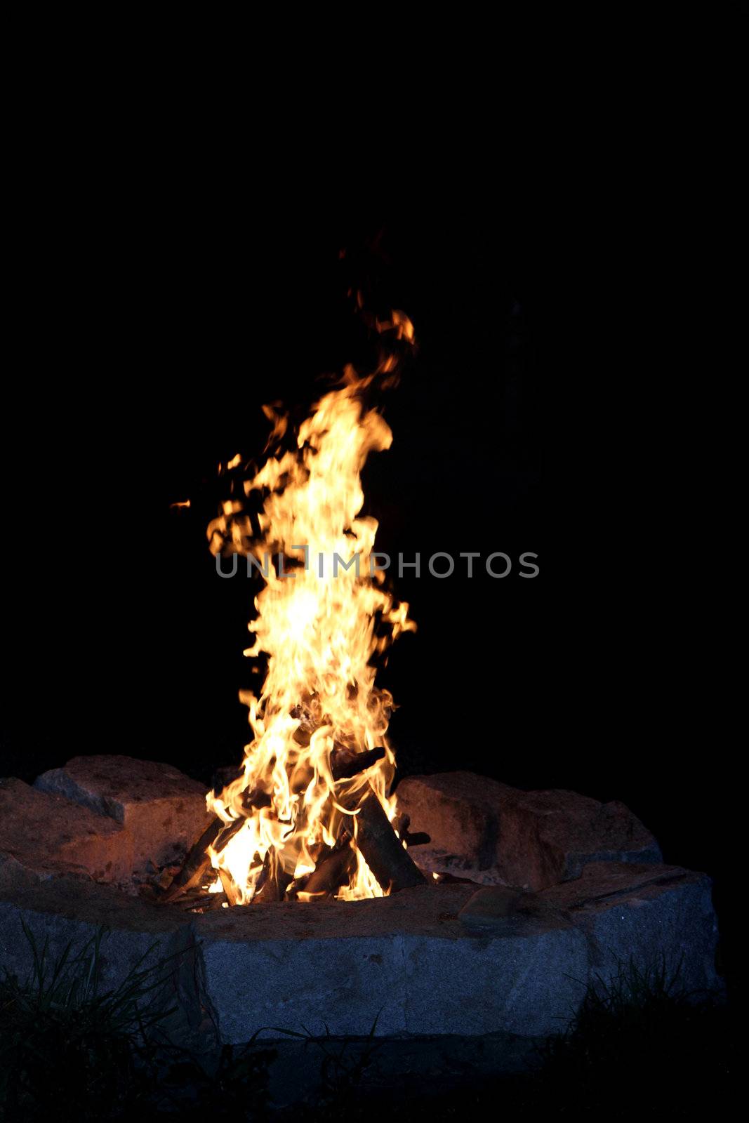 fire flames isolated on the black backgroud