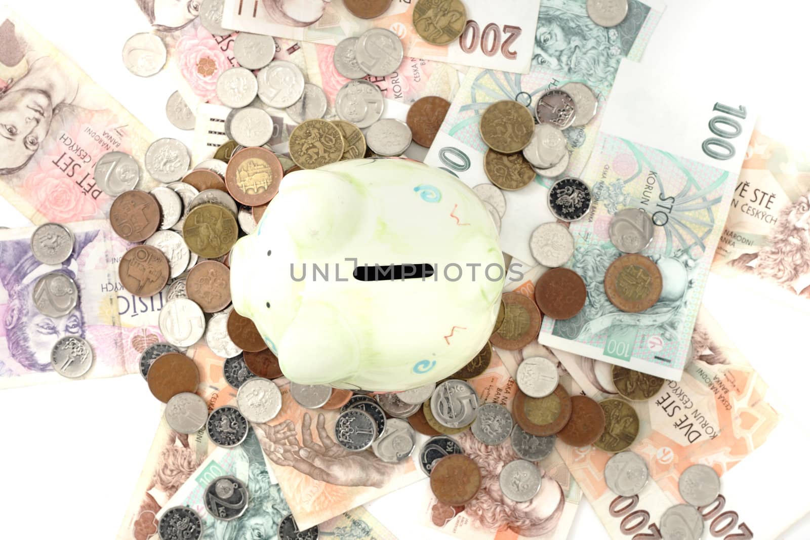 coin bank and czech money by jonnysek