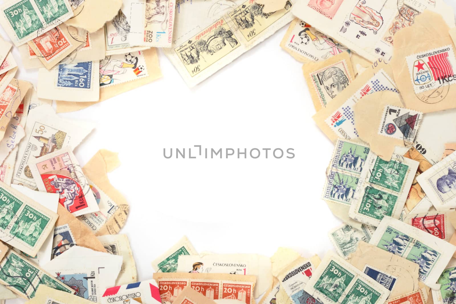 postage stamps background as nice history frame 