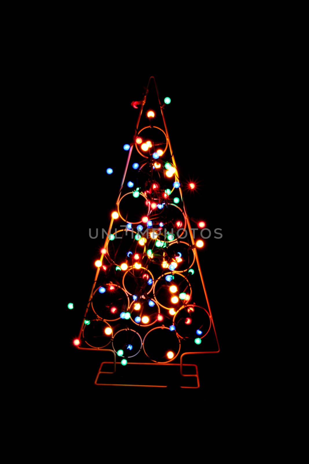 xmas tree from the christmas lights in the night