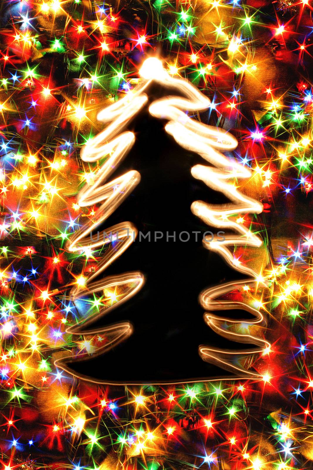 christmas tree from the color xmas lights 