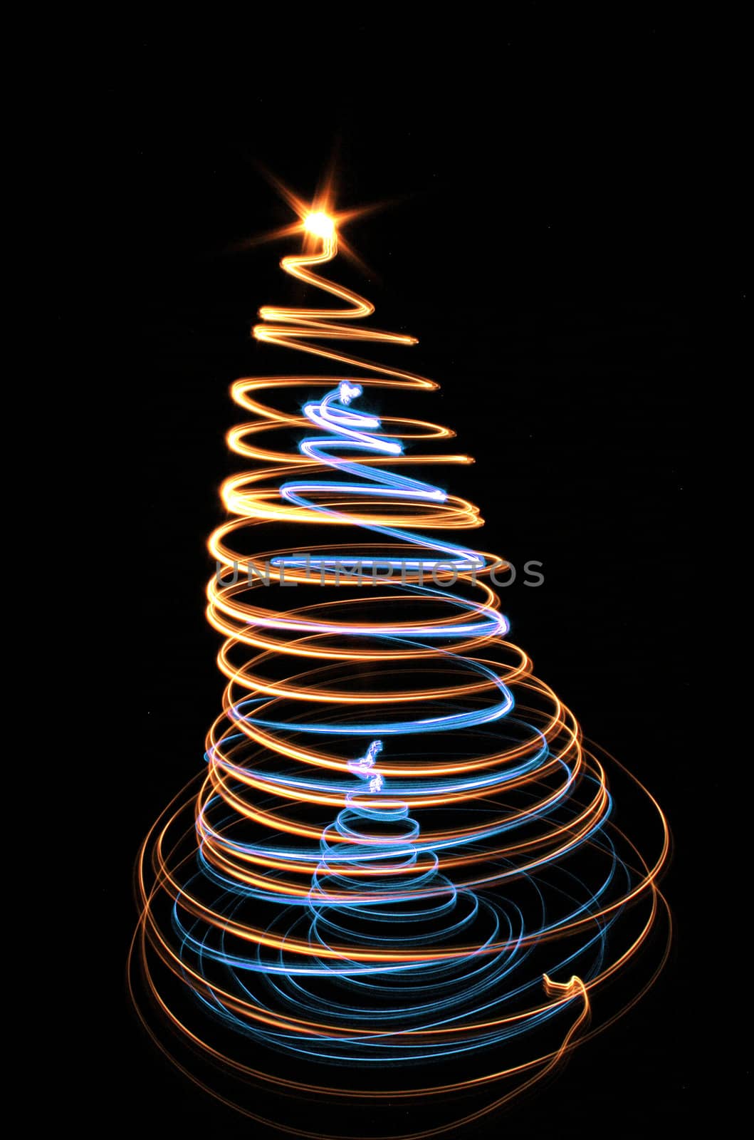 xmas tree isolated on the black background