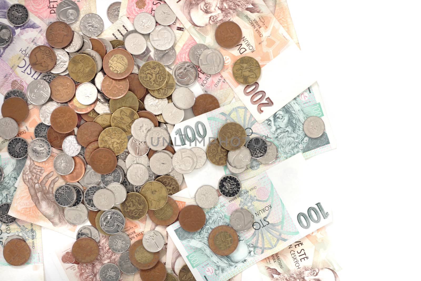 czech money isolated on the white background