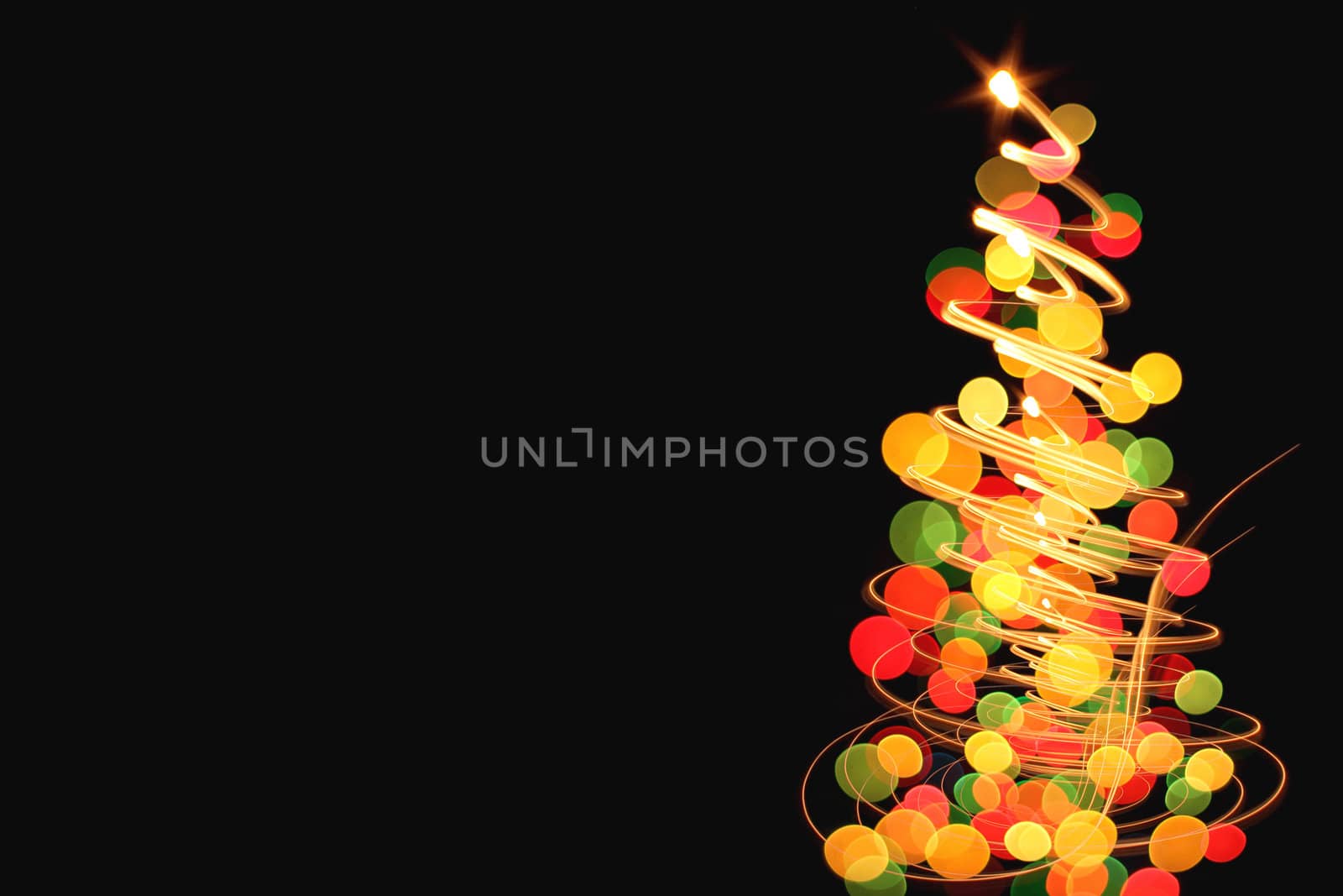 abstract color christmas lights on the black background