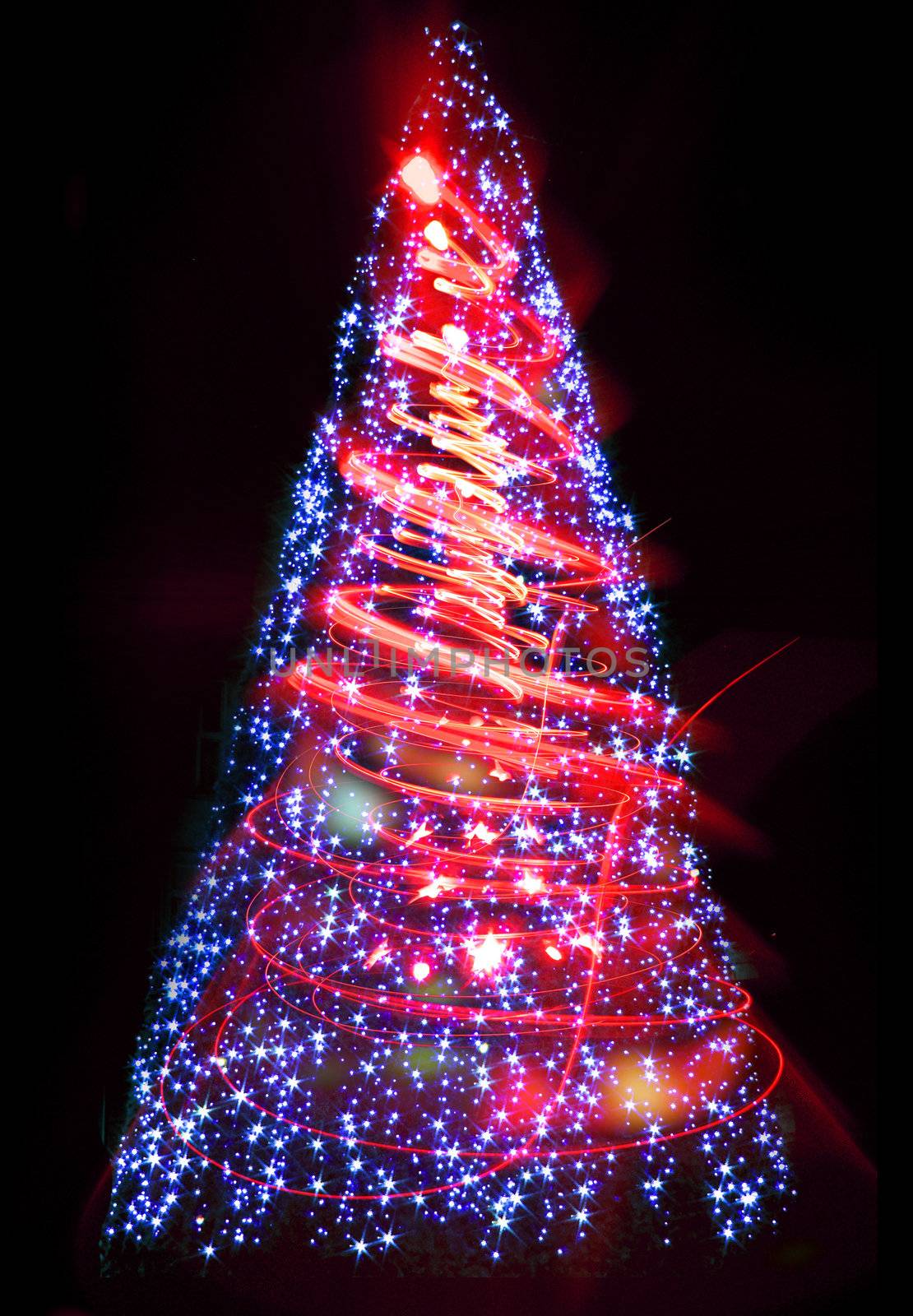 christmas tree from the xmas lights as nice holiday background