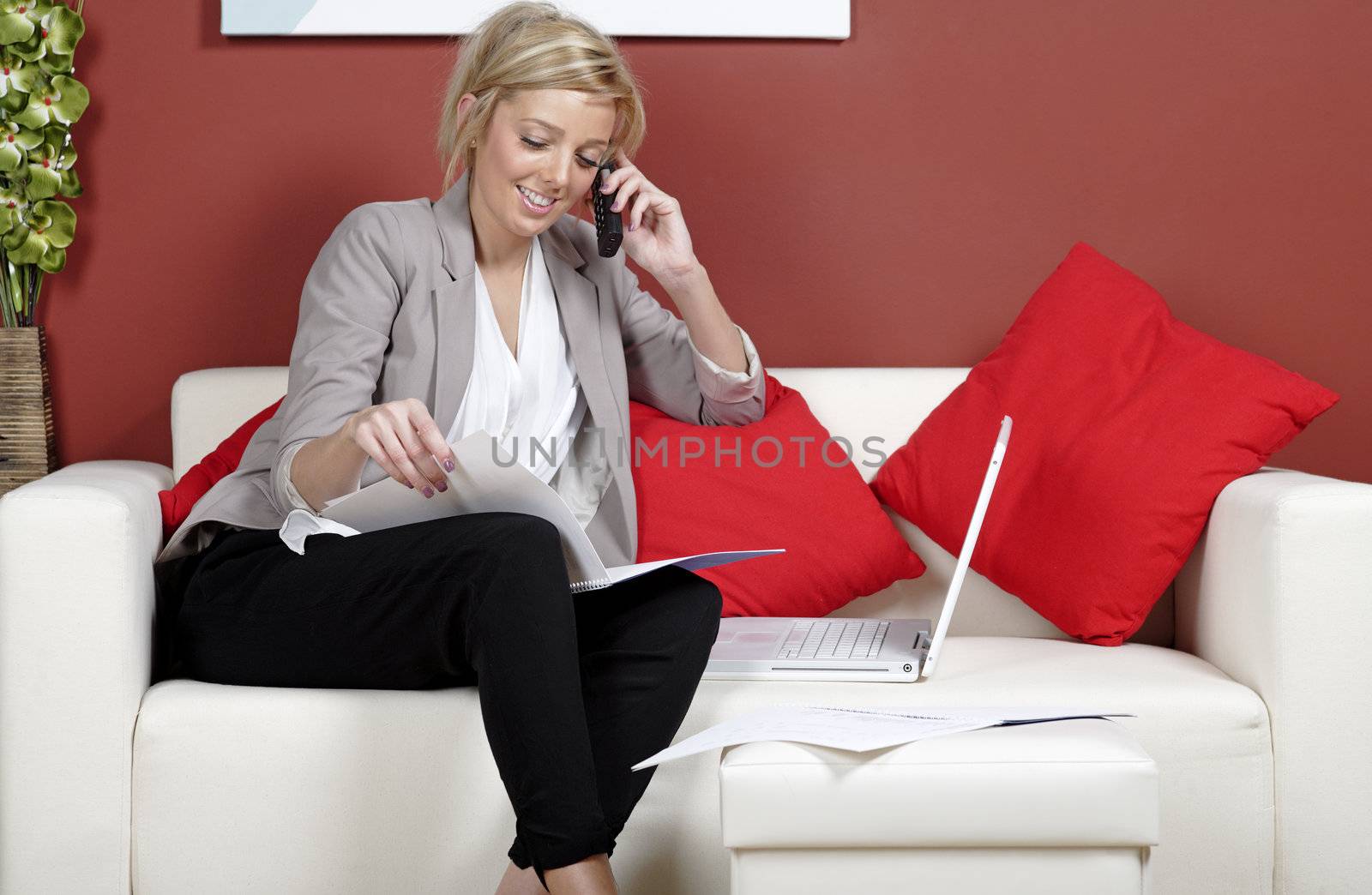 Proffesional young woman working from home