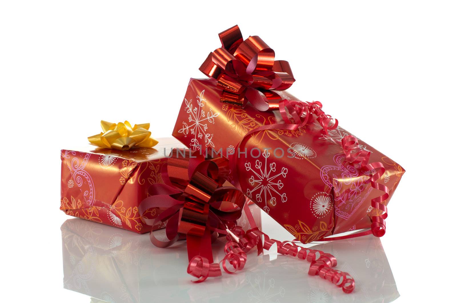 two red presents isolated on white