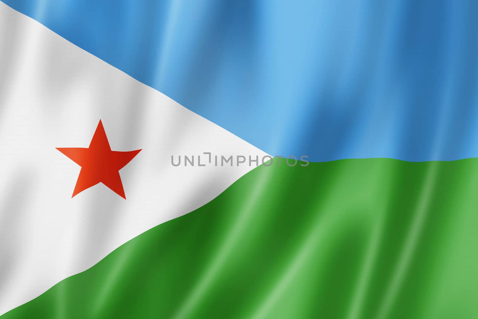 Djibouti flag, three dimensional render, satin texture