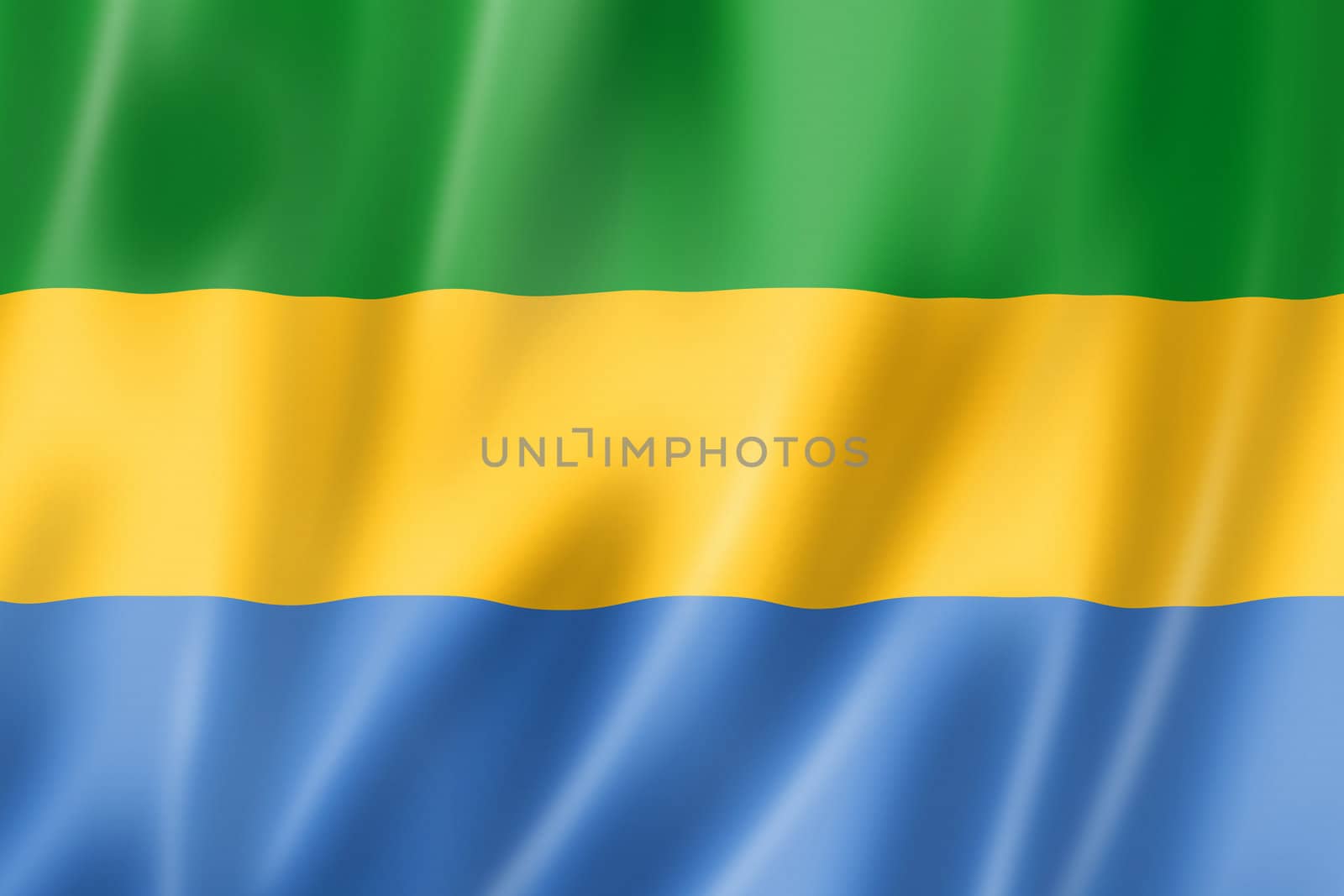 Gabon flag, three dimensional render, satin texture