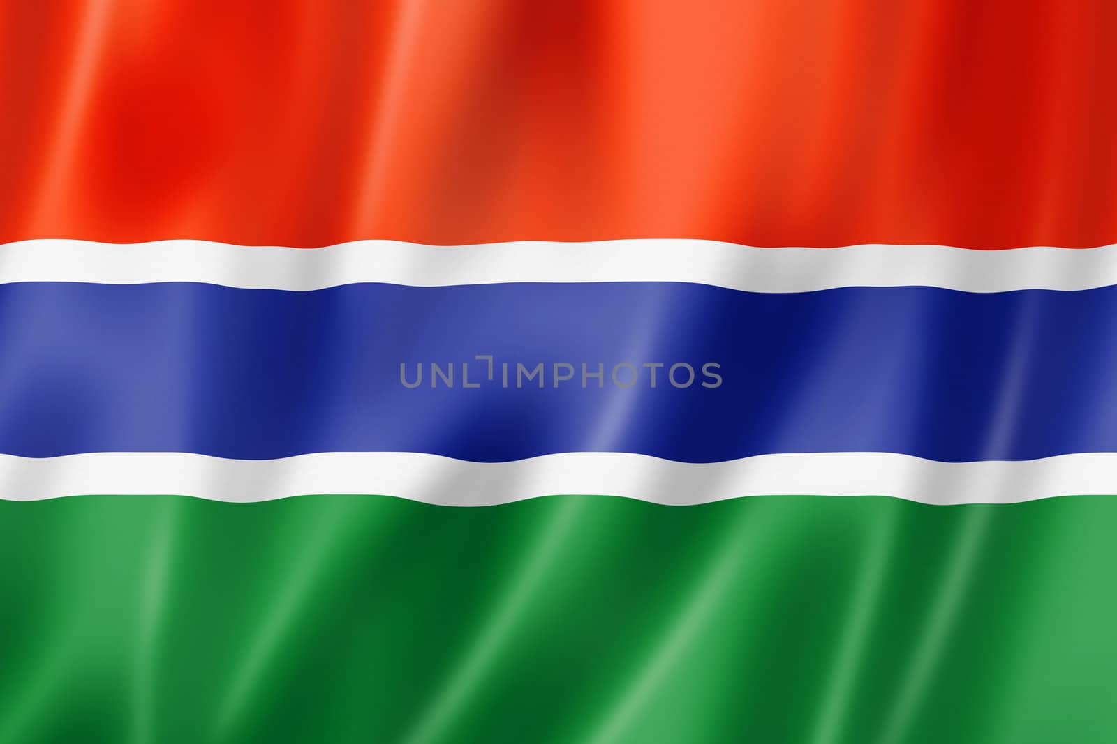 Gambia flag, three dimensional render, satin texture