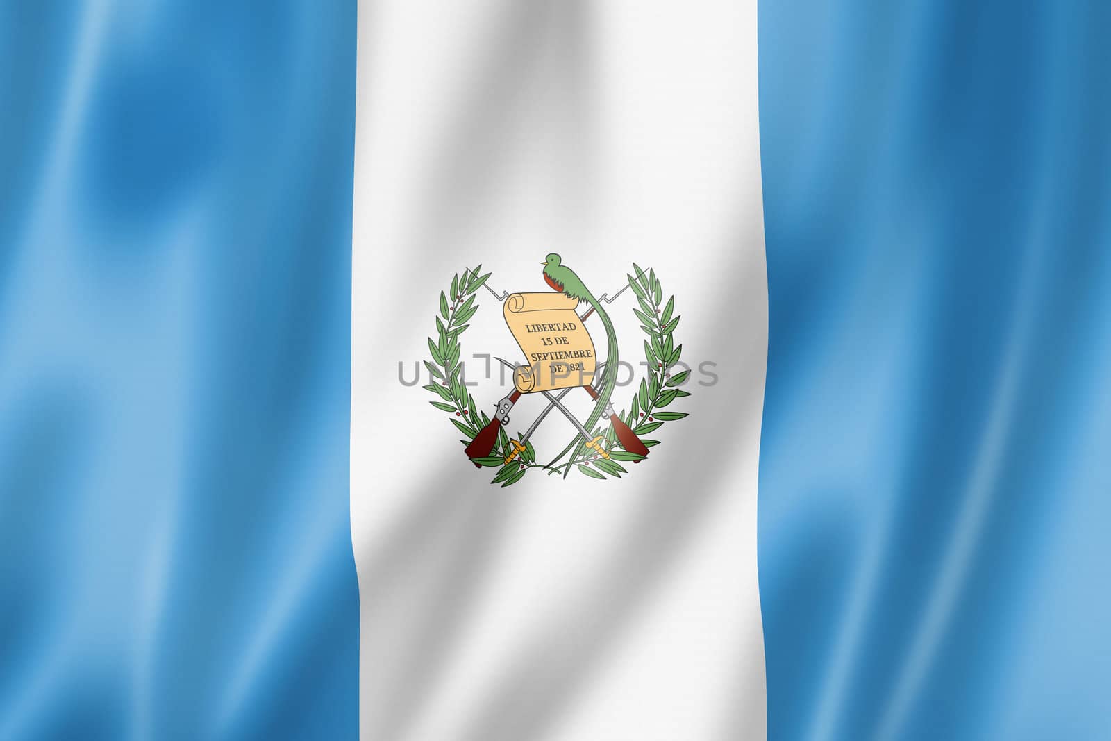 Guatemala flag, three dimensional render, satin texture