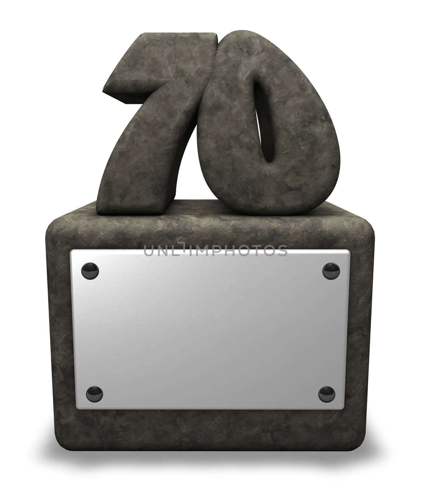 stone number seventy on socket - 3d illustration