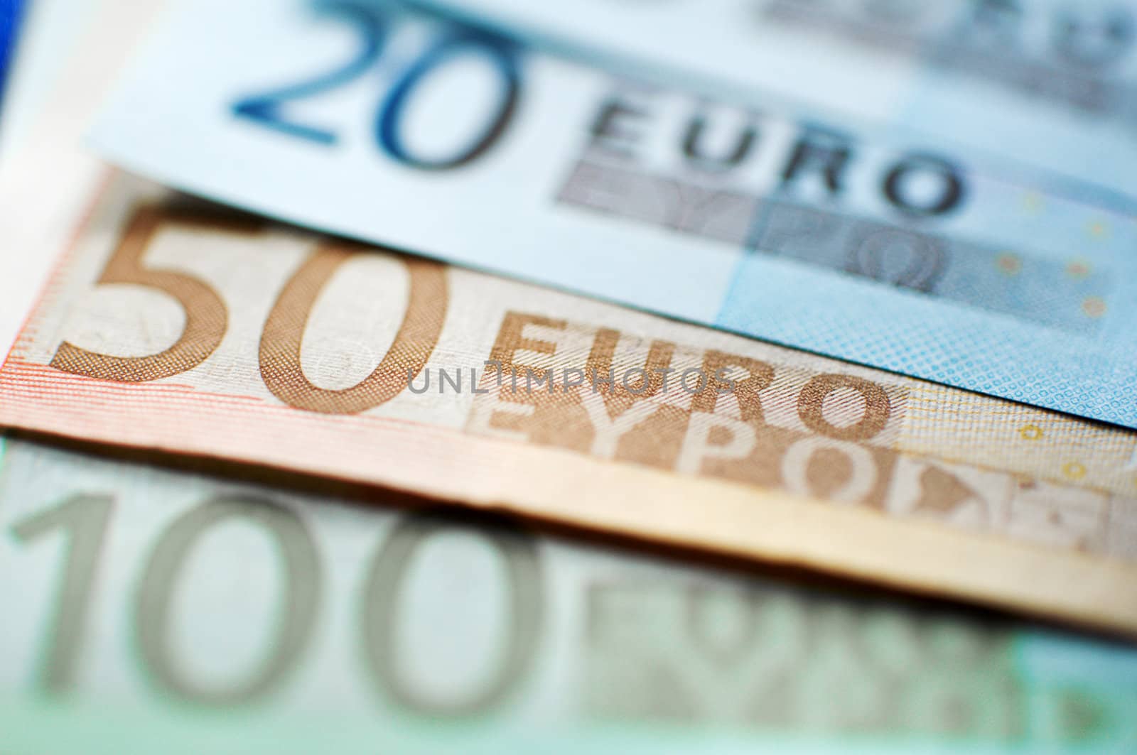 Euro Banknotes closeup. narrow focus.
