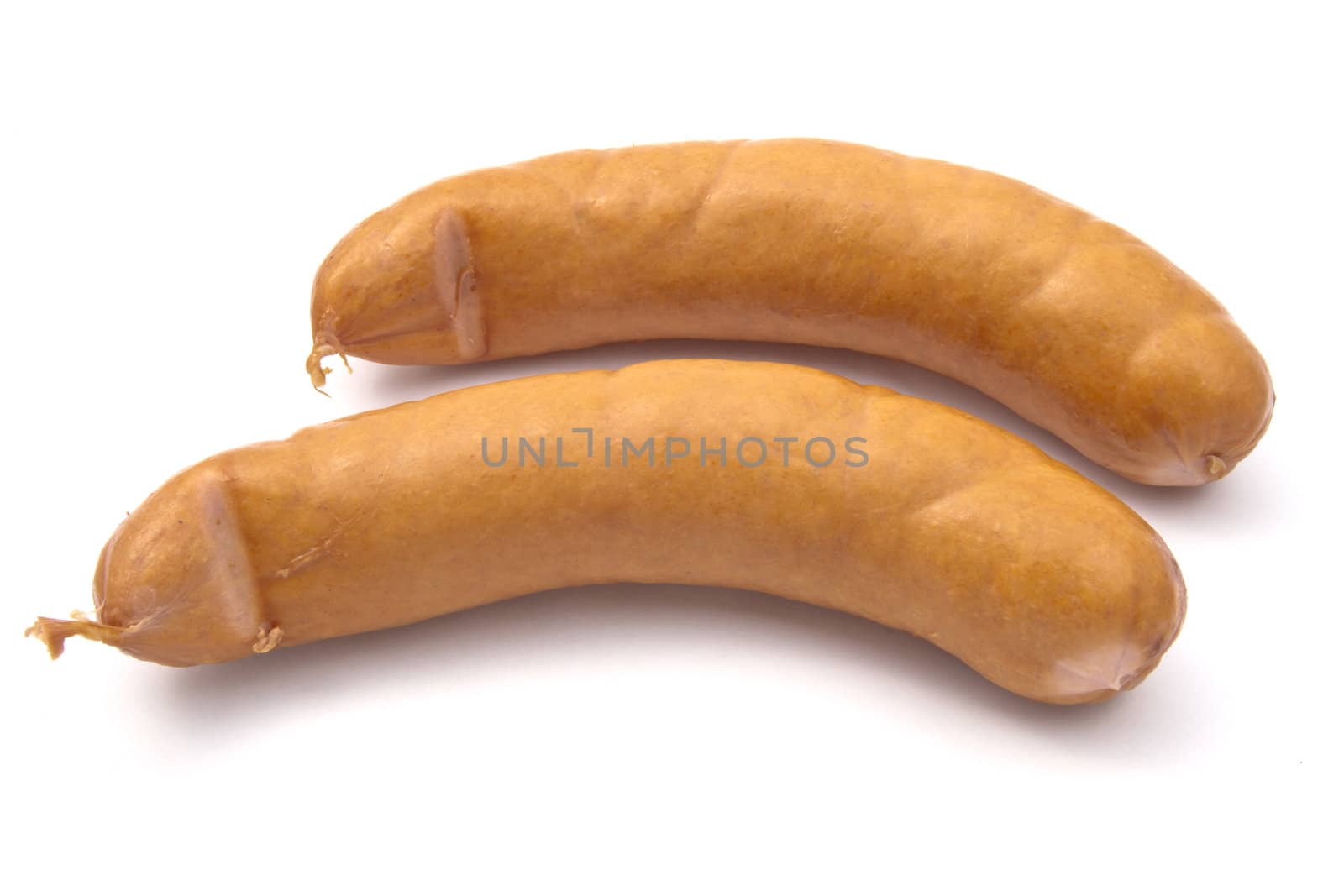 Two sausages isolated on white background 