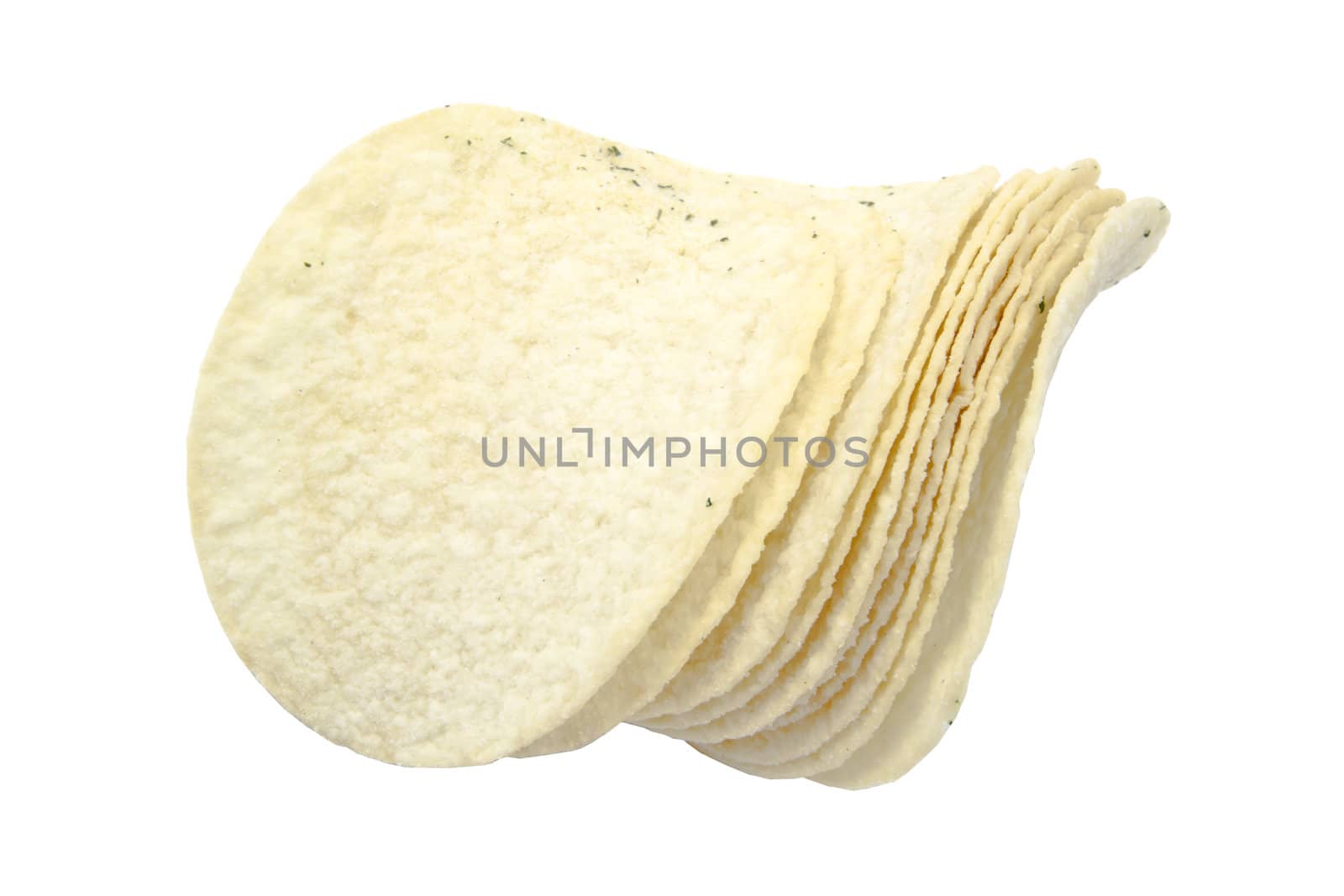 Potato chips isolated on white background 