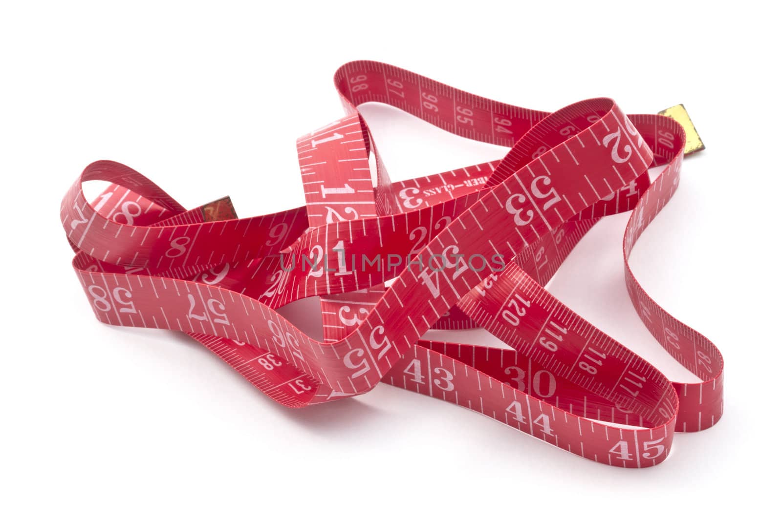 Tape measure closeup on white background 