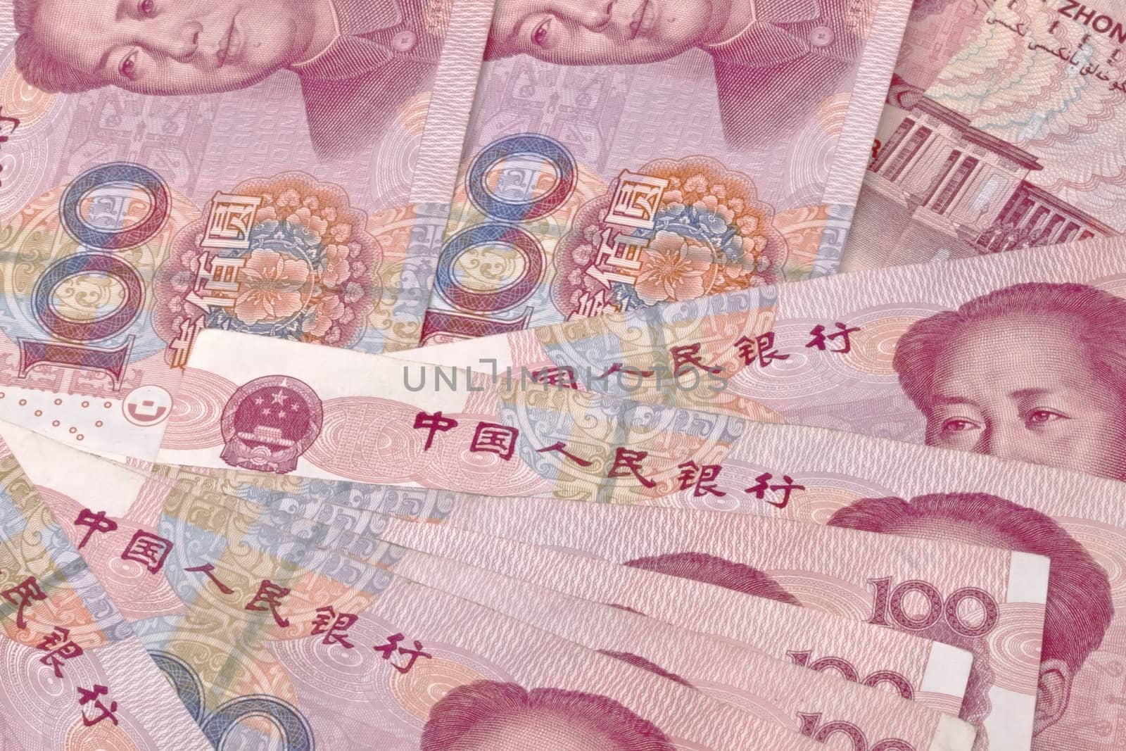 Yuan banknotes closeup