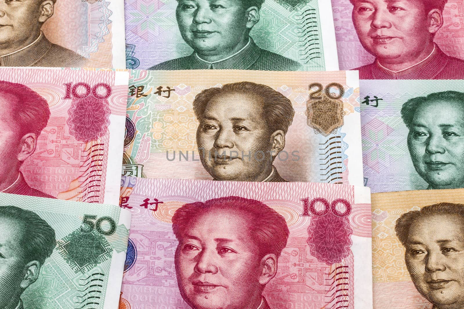 Chinese currency - fifty and hundred yuan background