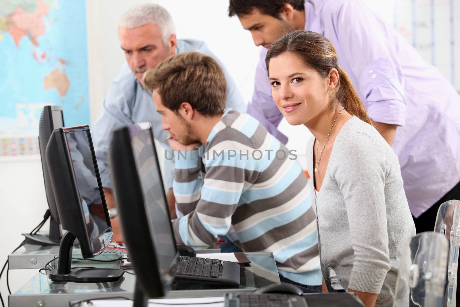 Young people working at computers