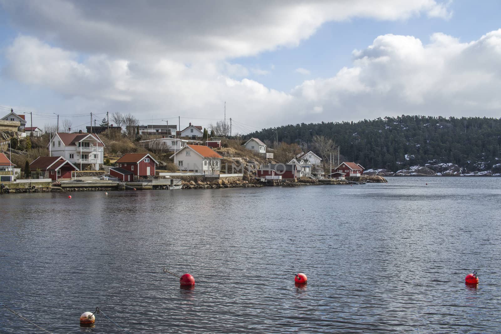 Sponvika is a village in Halden municipality, Norway, and is mainly a summer resort with many cottages and holiday guests, and in summer the population increases significantly. The village has 499 inhabitants. The picture was shot one day in March 2013.